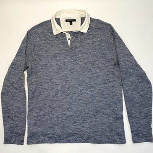 Banana Republic Blue Cotton Long Sleeve Rugby Polo Shirt Men's Size M